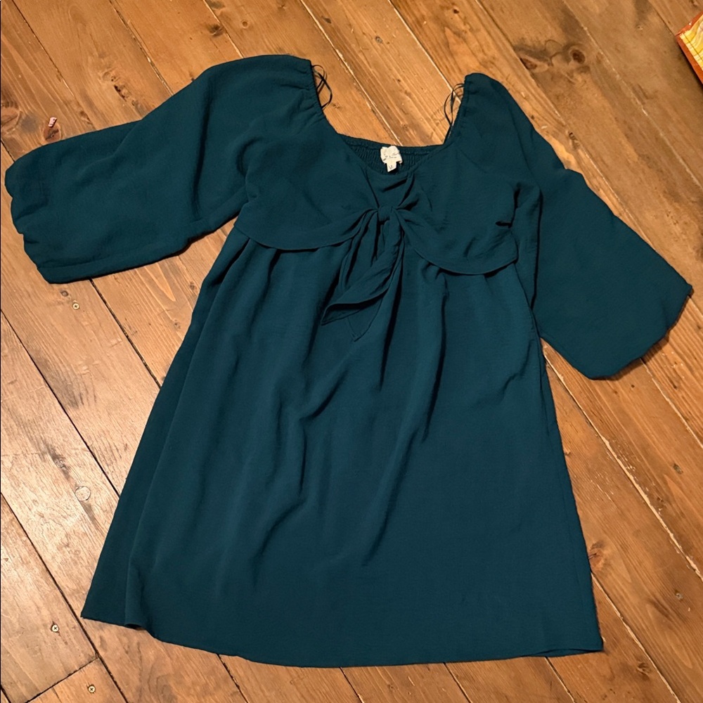 1.4.3. Story by Line Up Teal Peasant Tie-Front Tunic